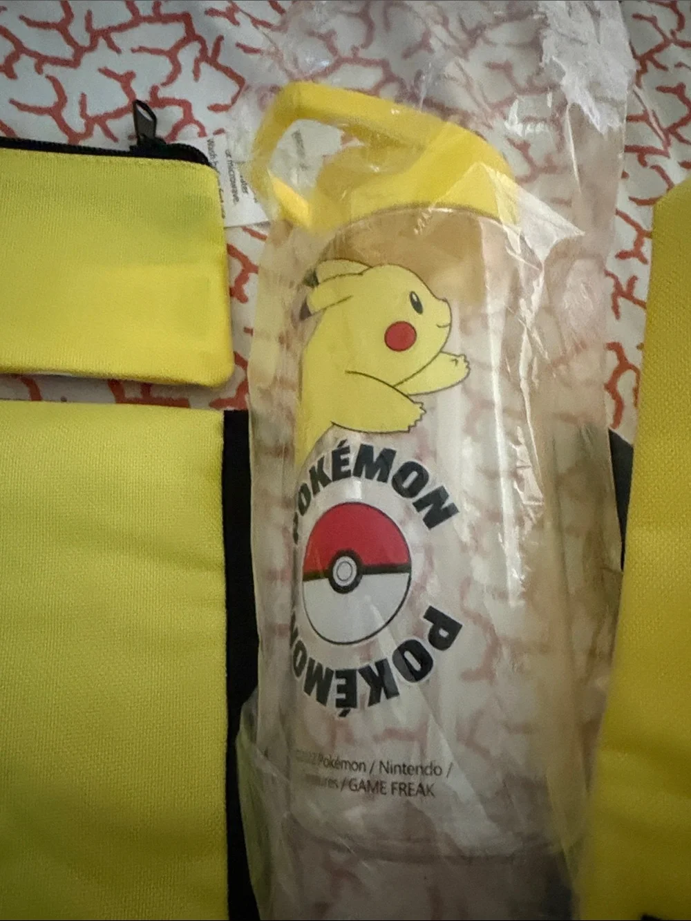 Pokemon Pikachu Yellow Backpack Lunch Bag and Bottle Set